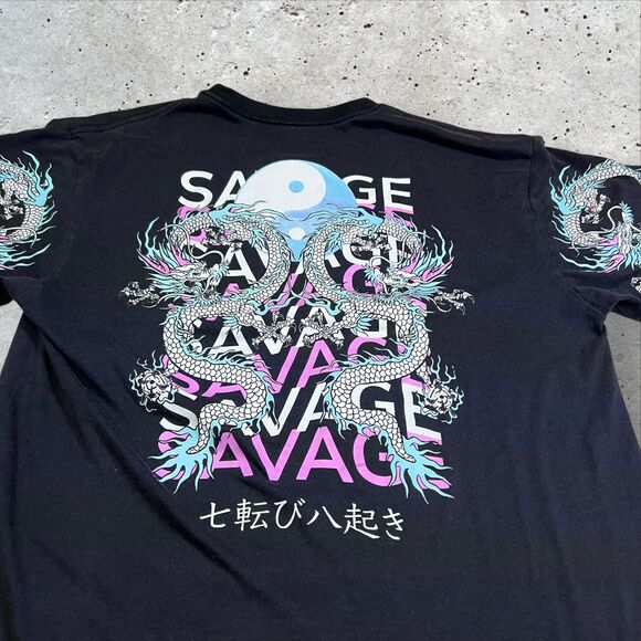 Asian Dragon Yin Yang T Shirt Men’s Size XL Black Weekend Warrior - Picture 2 of 8